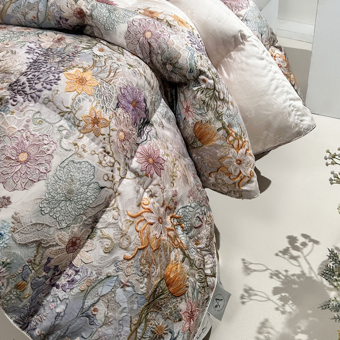 91家纺网 家纺一手货源 找家纺 （总）岚司羽 2025新款大朵95白鹅绒被-春华秋实
