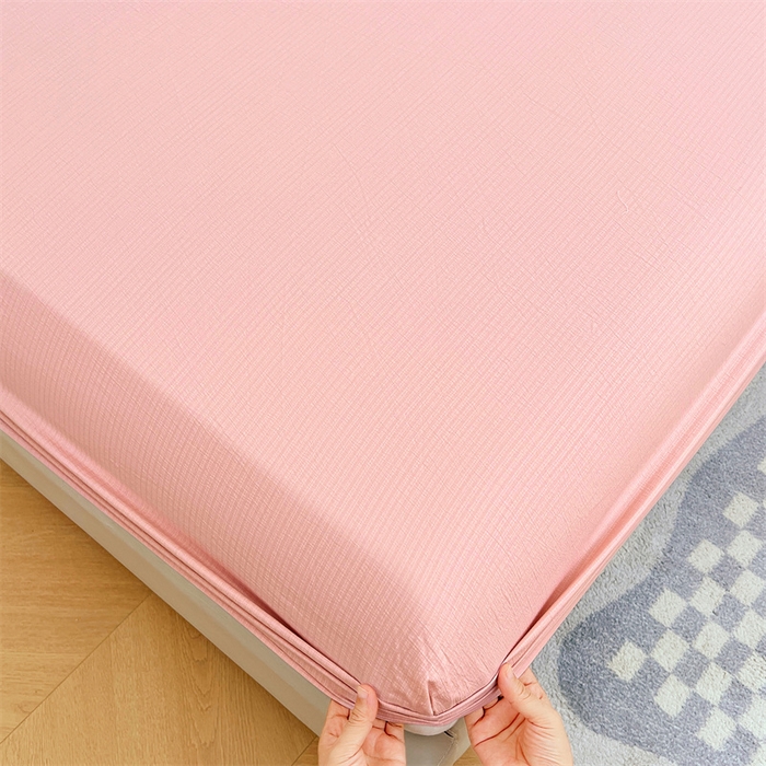 梦舒羽 2025新款云感双层纱印花床笠宿舍纯色床垫保护套三件套 告白粉