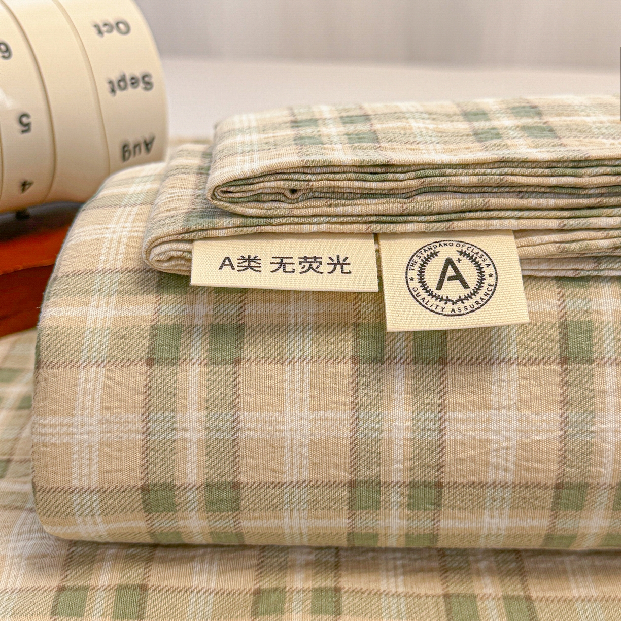 91家纺网 家纺一手货源 找家纺 韩巢家纺 2025新款双层纱格子复古风床单人学生宿舍单床单 床单单件 松野