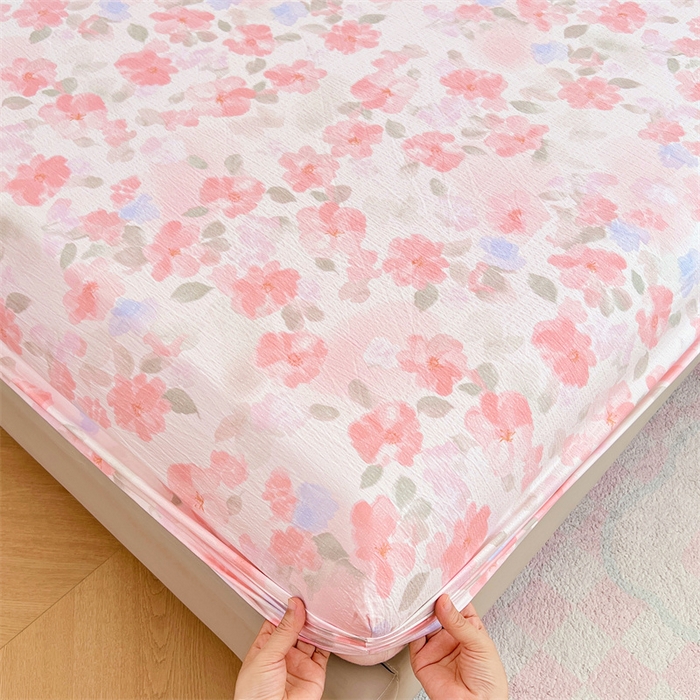 梦舒羽 2025新款云感双层纱印花床笠宿舍纯色床垫保护套三件套 倾城之恋