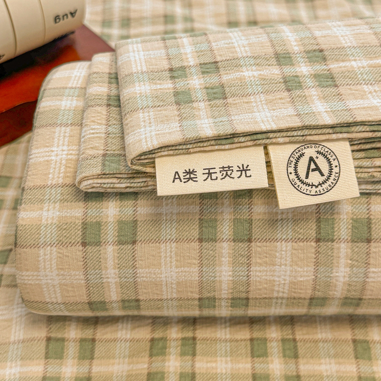 91家纺网 家纺一手货源 找家纺 韩巢家纺 2025新款双层纱格子复古风床单人学生宿舍单床单 床单单件 松野