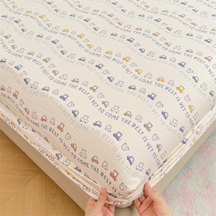 91家纺网 家纺一手货源 找家纺 （总）梦舒羽 2025新款云感双层纱印花床笠宿舍纯色床垫保护套三件套