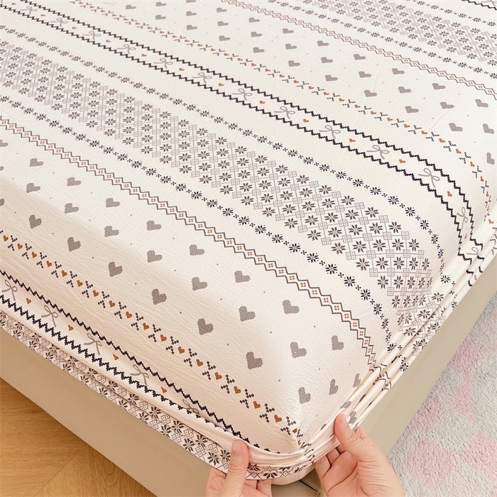 梦舒羽 2025新款云感双层纱印花床笠宿舍纯色床垫保护套三件套 遇见浪漫