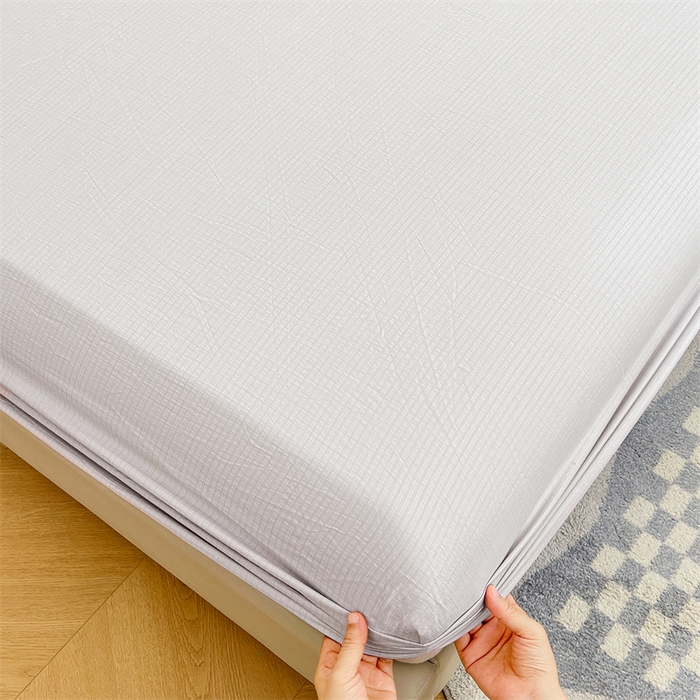 梦舒羽 2025新款云感双层纱印花床笠宿舍纯色床垫保护套三件套 梦境灰
