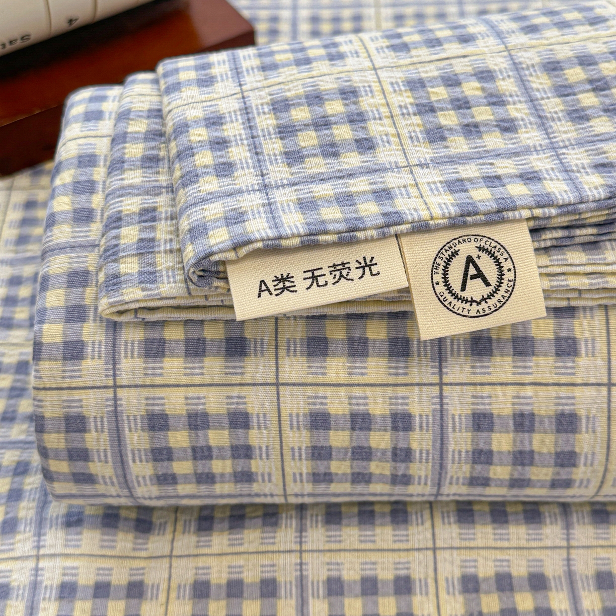 91家纺网 家纺一手货源 找家纺 韩巢家纺 2025新款双层纱格子复古风床单人学生宿舍单床单 床单单件 银河