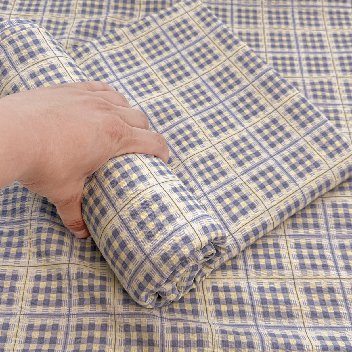 91家纺网 家纺一手货源 找家纺 韩巢家纺 2025新款双层纱格子复古风床单人学生宿舍单床单 床单单件 银河