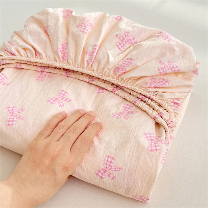 梦舒羽 2025新款云感双层纱印花床笠宿舍纯色床垫保护套三件套 少女物语