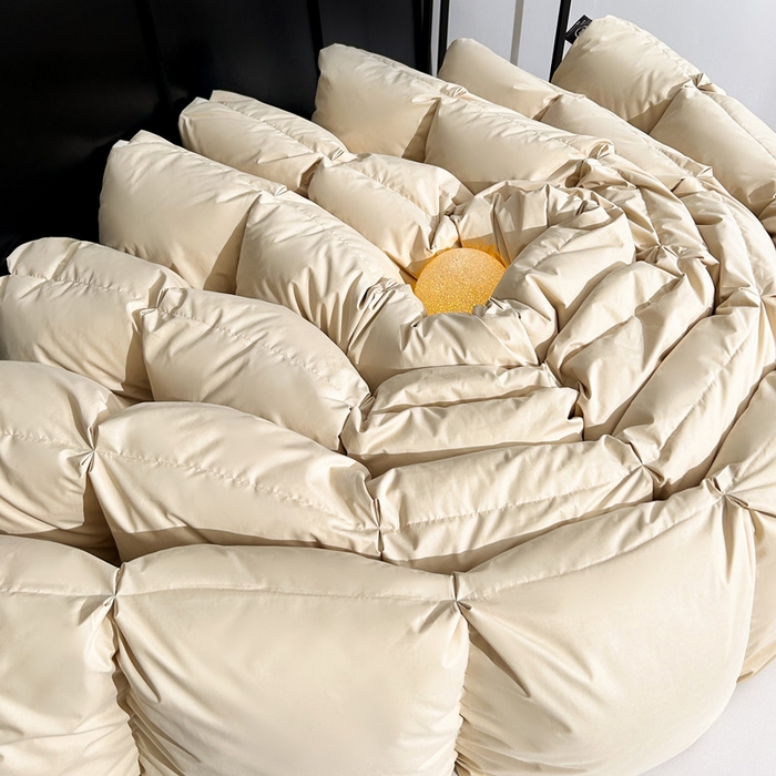 91家纺网 家纺一手货源 找家纺 岚司羽 2025新款北极95白鹅绒被-琳娜 琳娜-奶杏黄