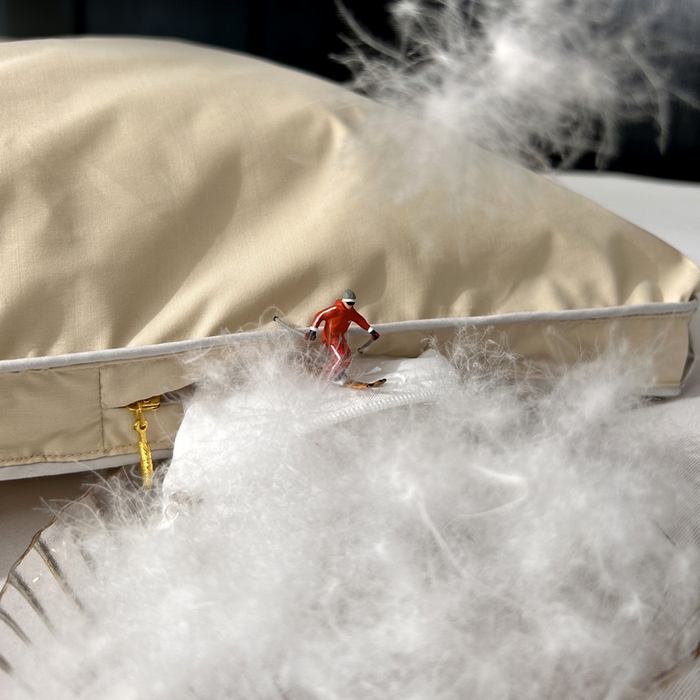 91家纺网 家纺一手货源 找家纺 岚司羽 2025新款北极95白鹅绒被-琳娜 琳娜-奶杏黄