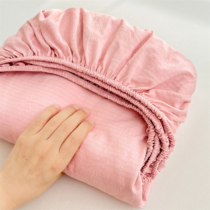 圣比熊 2025新款云感双层纱印花床笠宿舍纯色床垫保护套三件套 告白粉