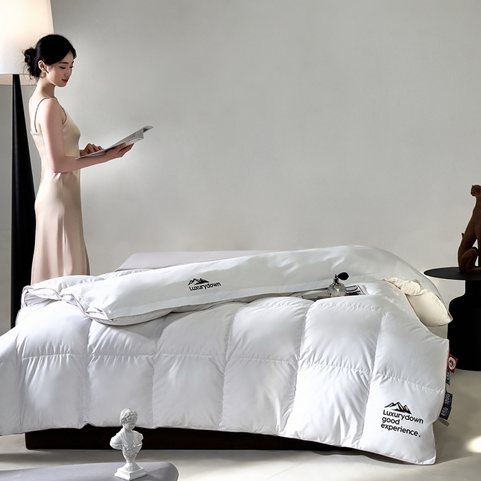 91家纺网 家纺一手货源 找家纺 岚司羽 2025新款白鹅绒被被子被芯 包头款 白色