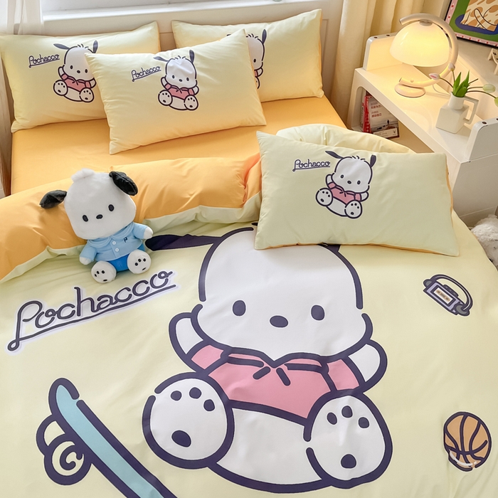 91家纺网 家纺一手货源 找家纺 小叮当家纺仓储工厂店 2025新款大版全棉纯棉数码印花三丽鸥系列四件套 酷玩帕哈狗