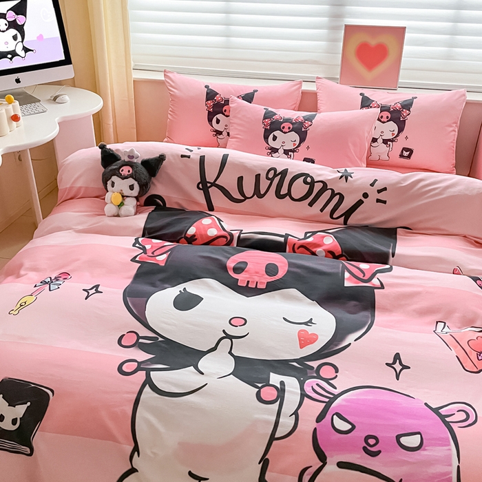 91家纺网 家纺一手货源 找家纺 小叮当家纺仓储工厂店 2025新款大版全棉纯棉数码印花三丽鸥系列四件套 美妆库洛米