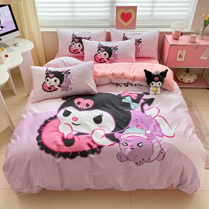 91家纺网 家纺一手货源 找家纺 小叮当家纺仓储工厂店 2025新款大版全棉纯棉数码印花三丽鸥系列四件套 萌萌库洛米