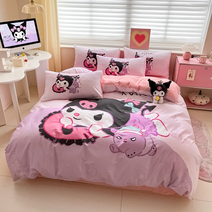 91家纺网 家纺一手货源 找家纺 小叮当家纺仓储工厂店 2025新款大版全棉纯棉数码印花三丽鸥系列四件套 萌萌库洛米