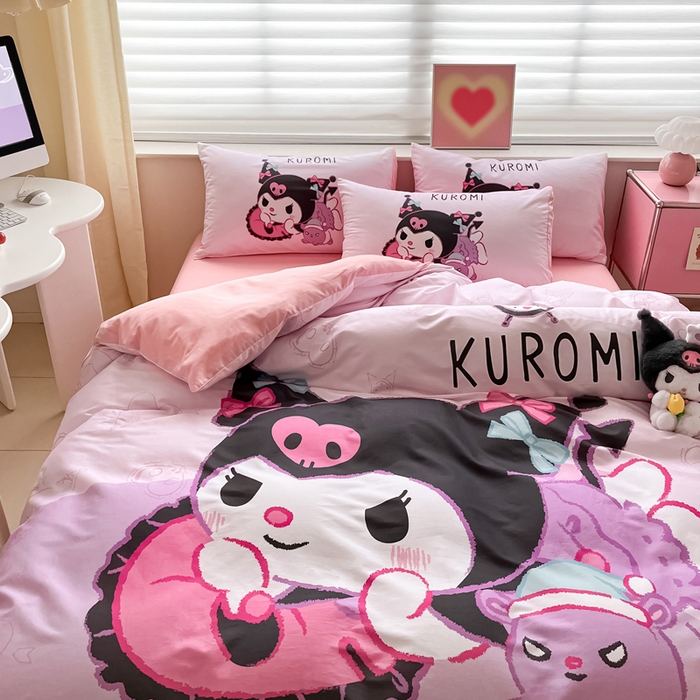 91家纺网 家纺一手货源 找家纺 小叮当家纺仓储工厂店 2025新款大版全棉纯棉数码印花三丽鸥系列四件套 萌萌库洛米