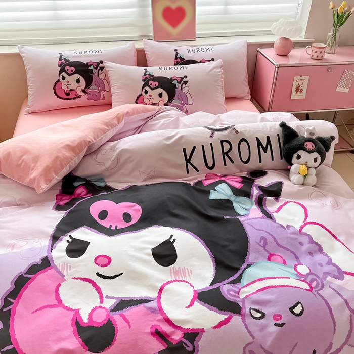 91家纺网 家纺一手货源 找家纺 小叮当家纺仓储工厂店 2025新款大版全棉纯棉数码印花三丽鸥系列四件套 萌萌库洛米