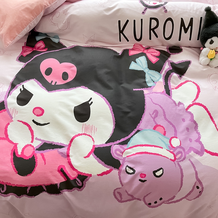 91家纺网 家纺一手货源 找家纺 小叮当家纺仓储工厂店 2025新款大版全棉纯棉数码印花三丽鸥系列四件套 萌萌库洛米