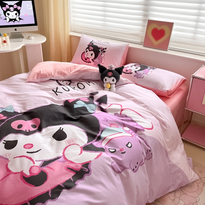 91家纺网 家纺一手货源 找家纺 小叮当家纺仓储工厂店 2025新款大版全棉纯棉数码印花三丽鸥系列四件套 萌萌库洛米