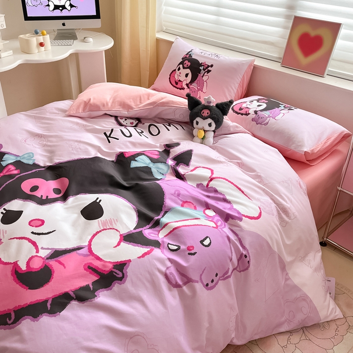 91家纺网 家纺一手货源 找家纺 小叮当家纺仓储工厂店 2025新款大版全棉纯棉数码印花三丽鸥系列四件套 萌萌库洛米