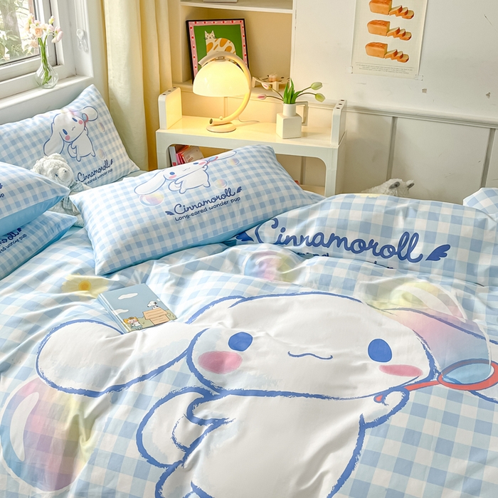 91家纺网 家纺一手货源 找家纺 小叮当家纺仓储工厂店 2025新款大版全棉纯棉数码印花三丽鸥系列四件套 泡泡玉桂狗