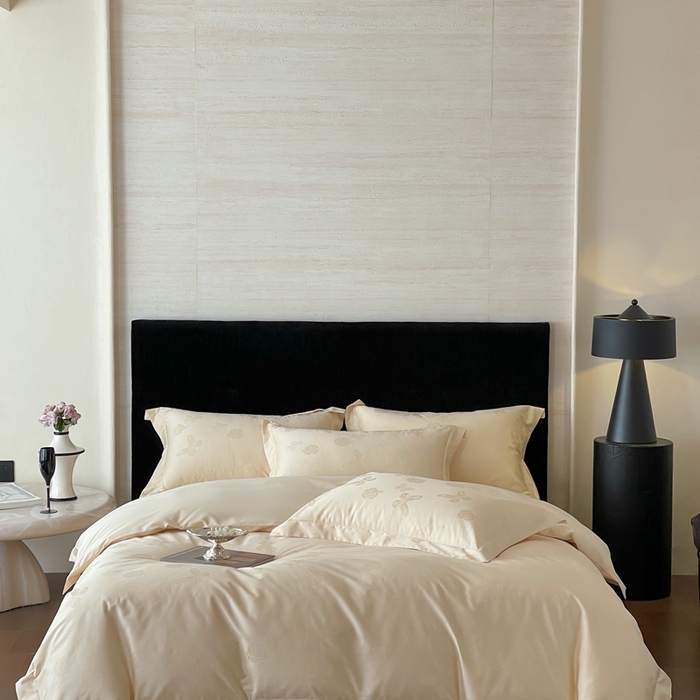 91家纺网 家纺一手货源 找家纺 淳绵家居 2025新款50*50S长绒棉全棉纯棉提花单被套单品被套被套单件 花间集-浅香槟