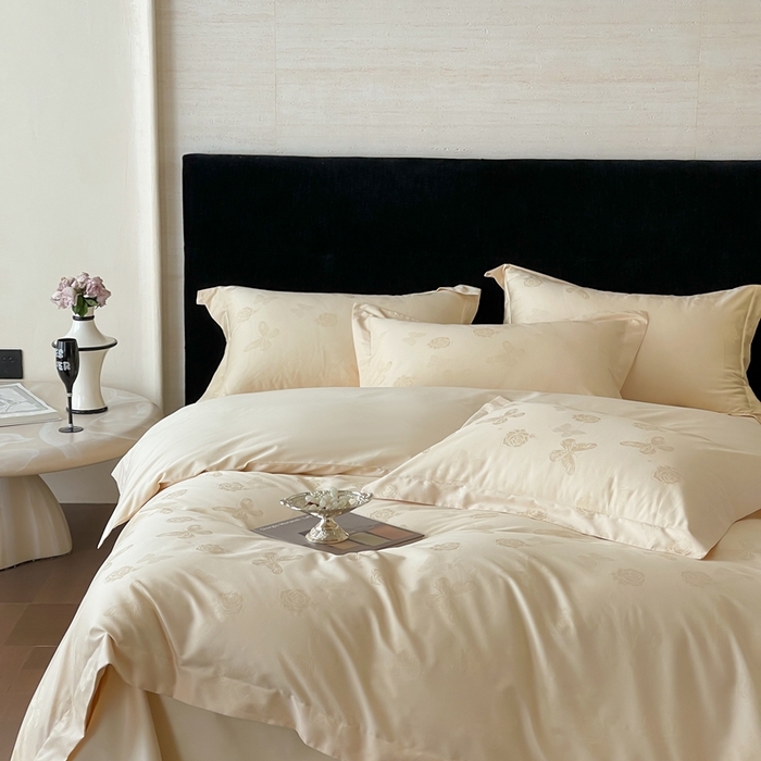 淳绵家居 2025新款50*50S长绒棉全棉纯棉提花单被套单品被套被套单件 花间集-浅香槟