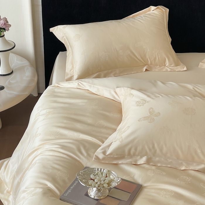 91家纺网 家纺一手货源 找家纺 淳绵家居 2025新款50*50S长绒棉全棉纯棉提花单被套单品被套被套单件 花间集-浅香槟