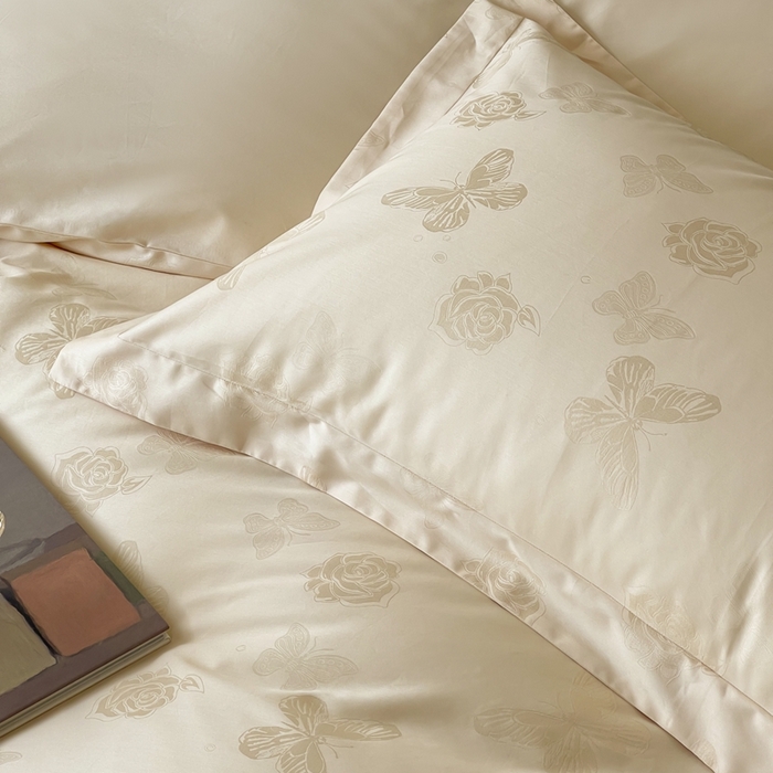 91家纺网 家纺一手货源 找家纺 淳绵家居 2025新款50*50S长绒棉全棉纯棉提花单被套单品被套被套单件 花间集-浅香槟