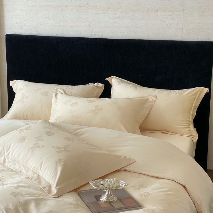 91家纺网 家纺一手货源 找家纺 淳绵家居 2025新款50*50S长绒棉全棉纯棉提花单被套单品被套被套单件 花间集-浅香槟