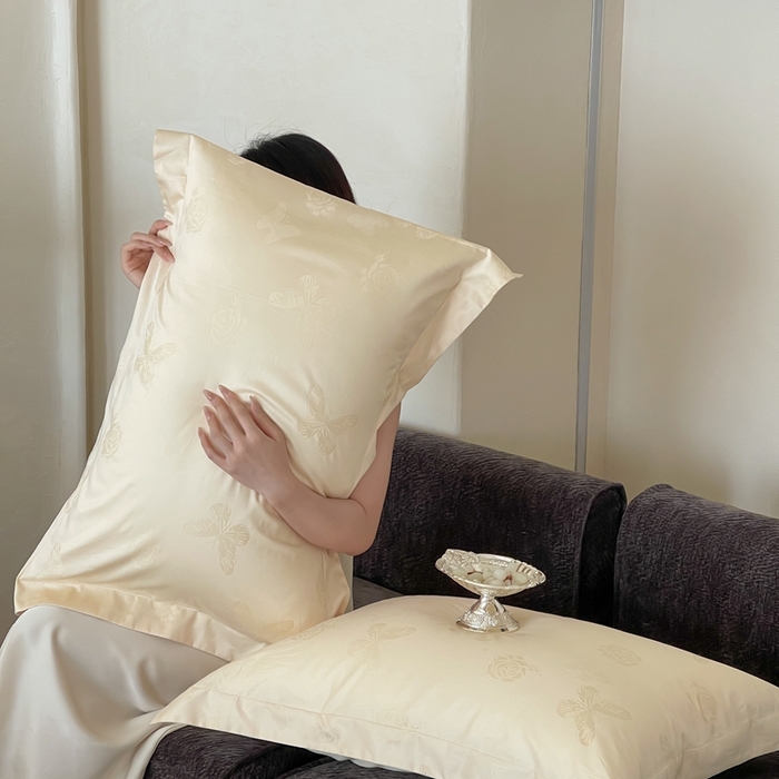 91家纺网 家纺一手货源 找家纺 淳绵家居 2025新款50*50S长绒棉全棉纯棉提花单被套单品被套被套单件 花间集-浅香槟