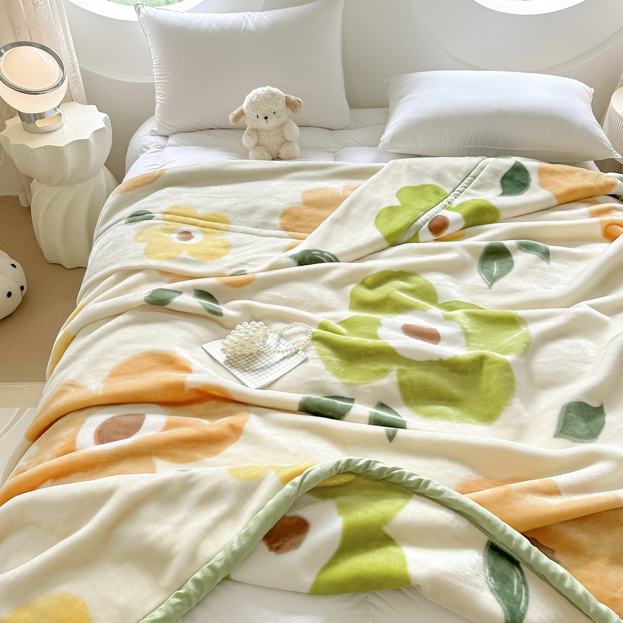 91家纺网 家纺一手货源 找家纺 法莱妮毛毯 2025新款双层加厚拉舍尔毛毯 婚庆 单双人 厂家直销可定制 向阳花开