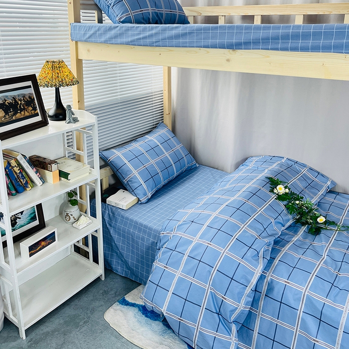 91家纺网 家纺一手货源 找家纺 云梦2025新款全棉印花学生宿舍套件 霓虹夜猫子