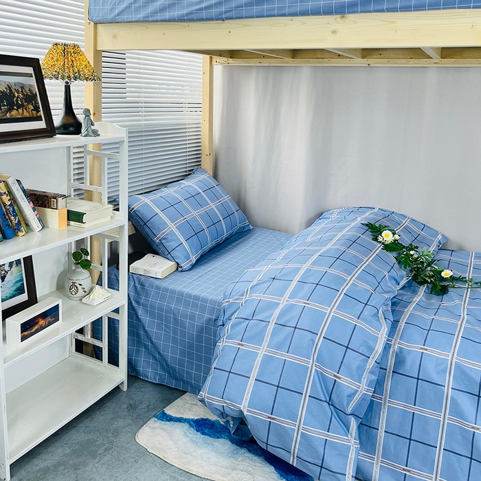 91家纺网 家纺一手货源 找家纺 云梦2025新款全棉印花学生宿舍套件 霓虹夜猫子