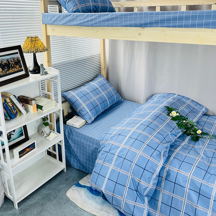 91家纺网 家纺一手货源 找家纺 云梦2025新款全棉印花学生宿舍套件 霓虹夜猫子