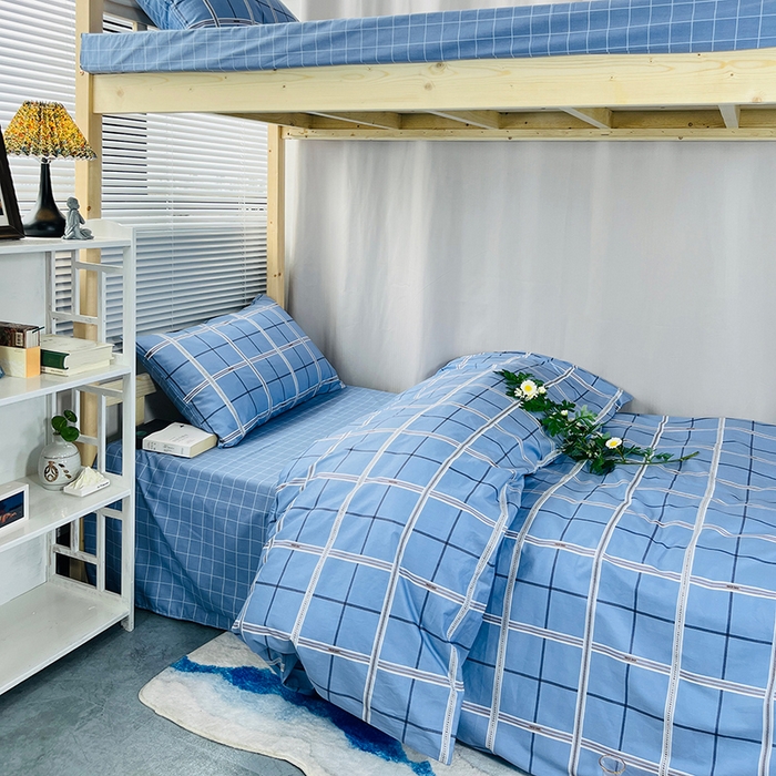 91家纺网 家纺一手货源 找家纺 云梦2025新款全棉印花学生宿舍套件 霓虹夜猫子