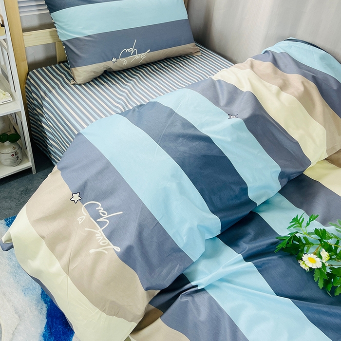 91家纺网 家纺一手货源 找家纺 云梦2025新款全棉印花学生宿舍套件 期末不挂科