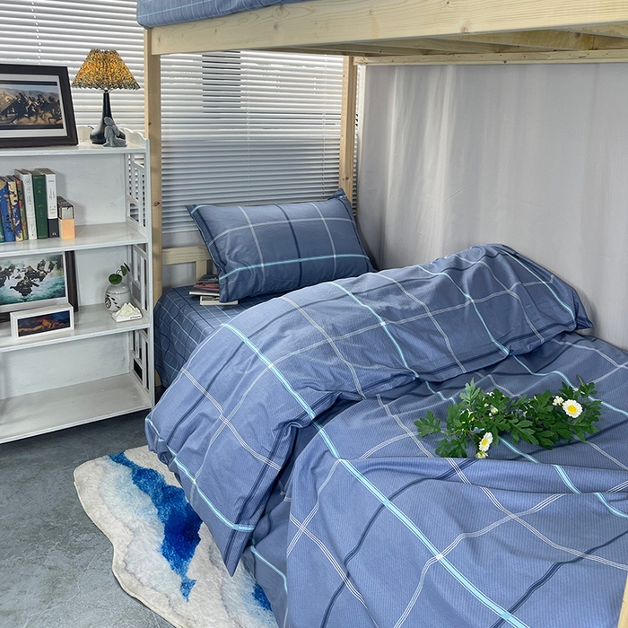 91家纺网 家纺一手货源 找家纺 云梦2025新款全棉印花学生宿舍套件 寝室方程式