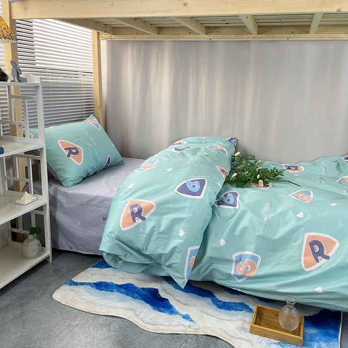 91家纺网 家纺一手货源 找家纺 云梦2025新款全棉印花学生宿舍套件 青禾絮语