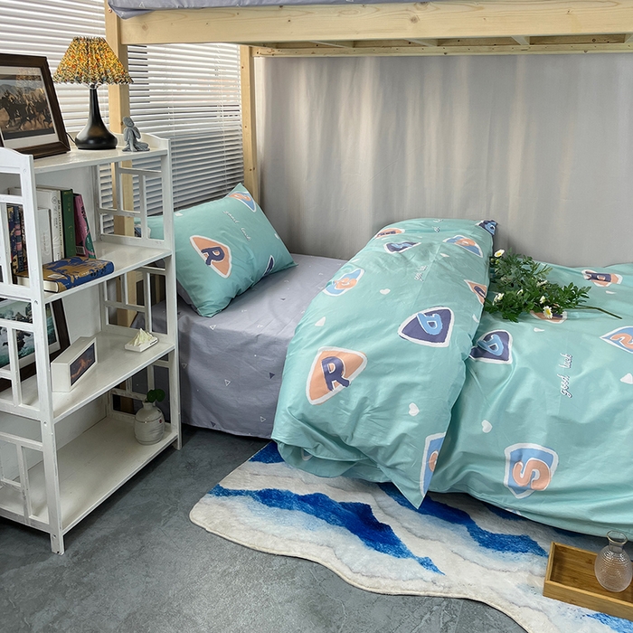 91家纺网 家纺一手货源 找家纺 云梦2025新款全棉印花学生宿舍套件 青禾絮语