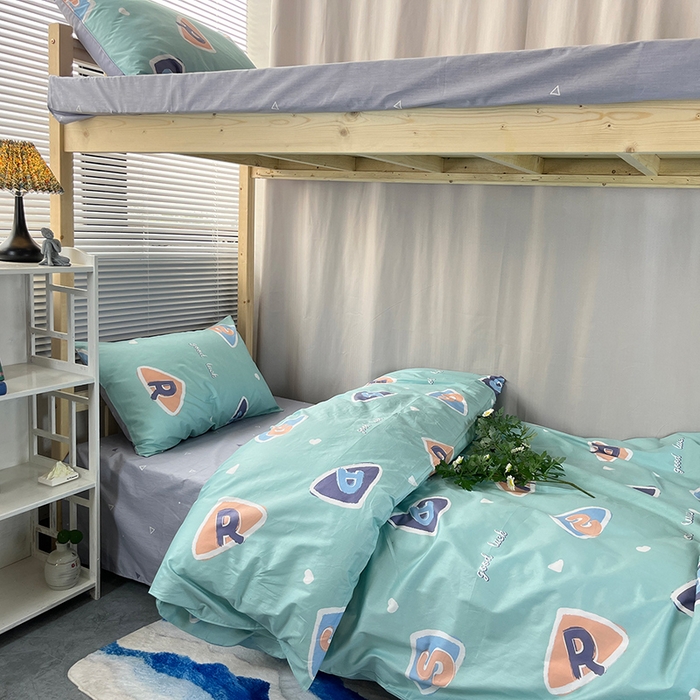 91家纺网 家纺一手货源 找家纺 云梦2025新款全棉印花学生宿舍套件 青禾絮语