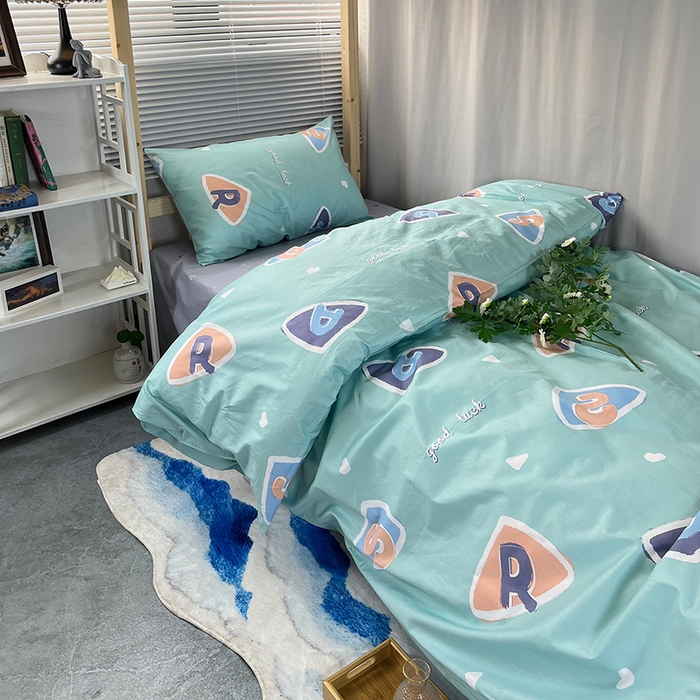 91家纺网 家纺一手货源 找家纺 云梦2025新款全棉印花学生宿舍套件 青禾絮语