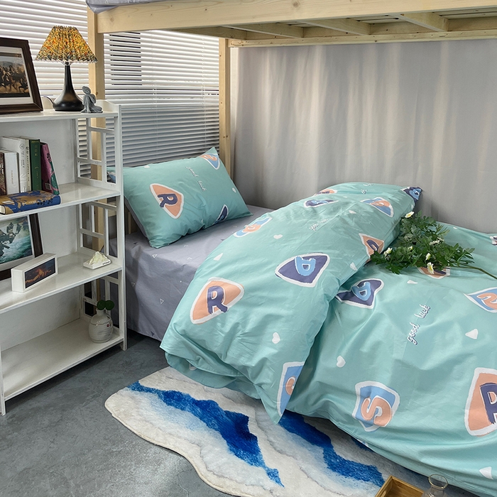 91家纺网 家纺一手货源 找家纺 云梦2025新款全棉印花学生宿舍套件 青禾絮语