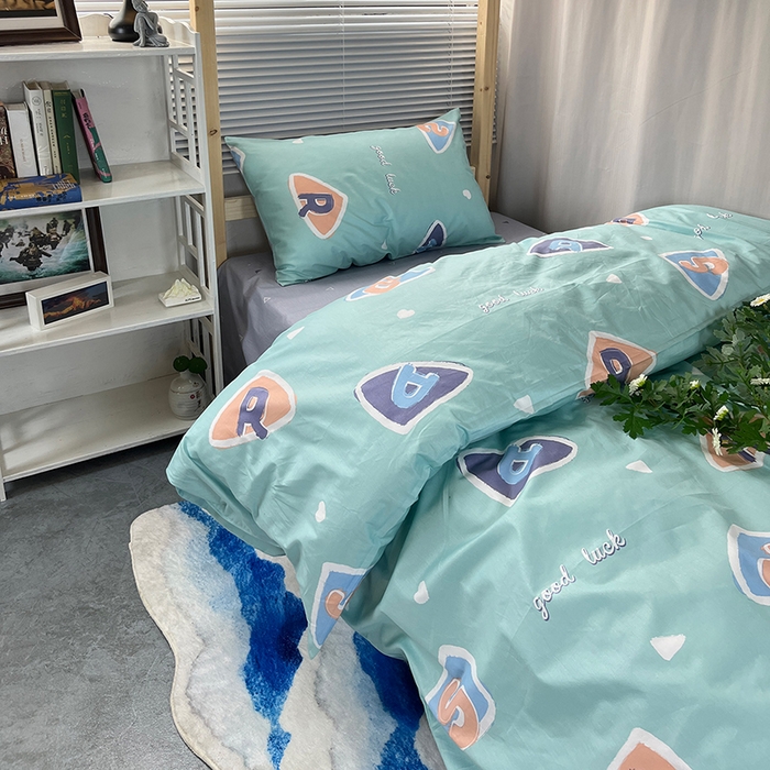 91家纺网 家纺一手货源 找家纺 云梦2025新款全棉印花学生宿舍套件 青禾絮语