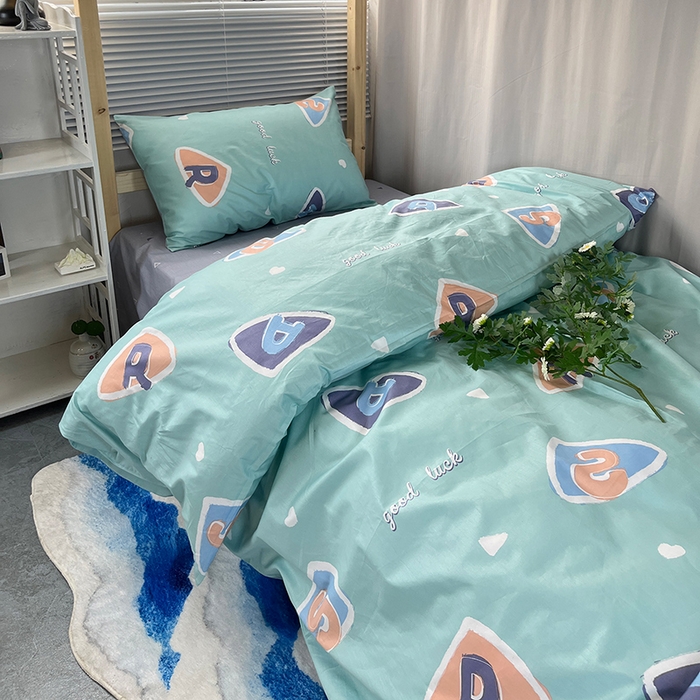 91家纺网 家纺一手货源 找家纺 云梦2025新款全棉印花学生宿舍套件 青禾絮语