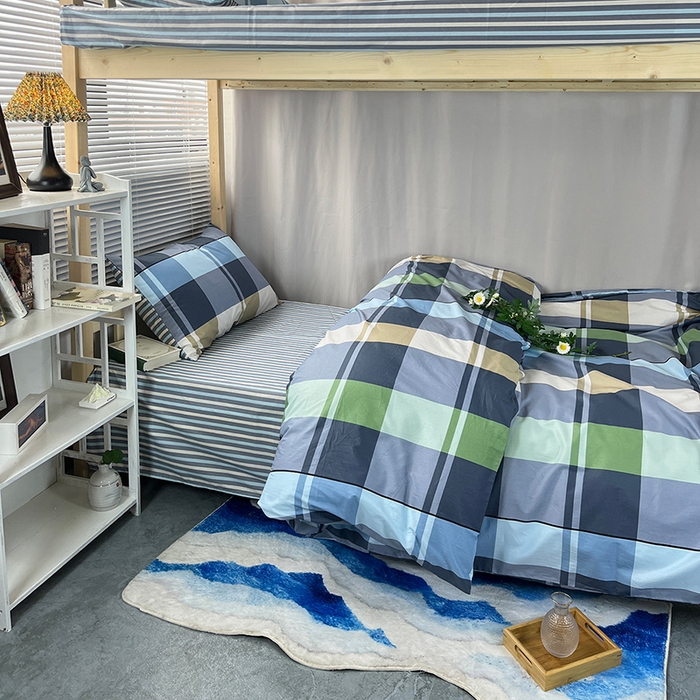 91家纺网 家纺一手货源 找家纺 云梦2025新款全棉印花学生宿舍套件 柔棉蜜语