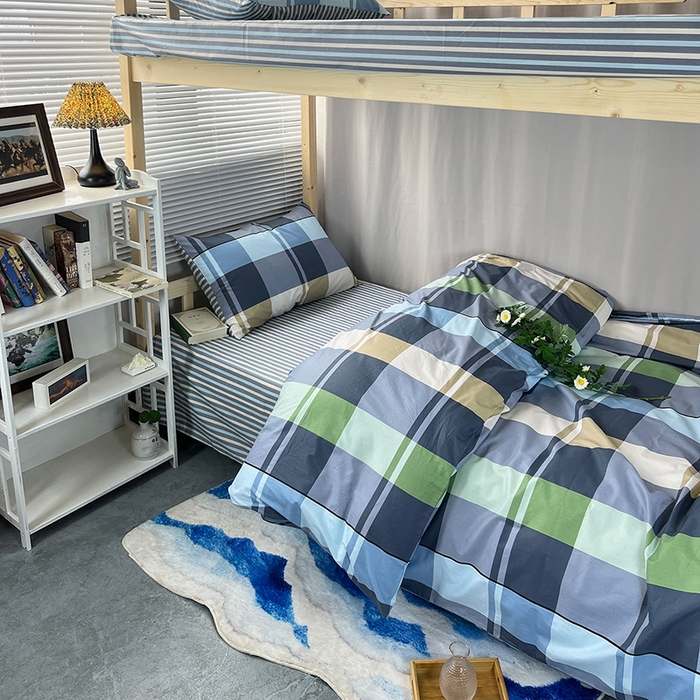 91家纺网 家纺一手货源 找家纺 云梦2025新款全棉印花学生宿舍套件 柔棉蜜语