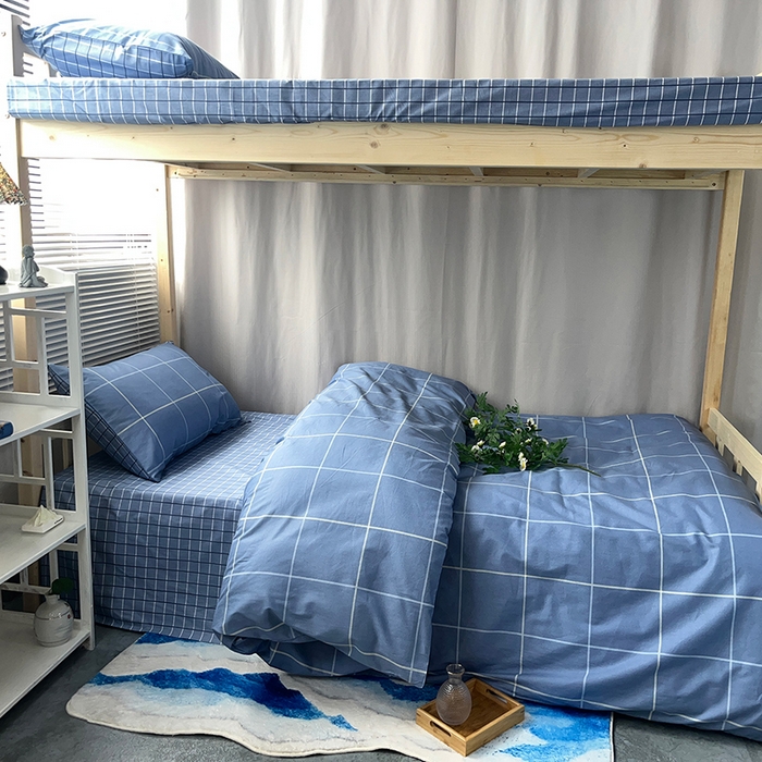 91家纺网 家纺一手货源 找家纺 云梦2025新款全棉印花学生宿舍套件 森语织眠