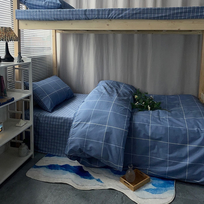 91家纺网 家纺一手货源 找家纺 云梦2025新款全棉印花学生宿舍套件 森语织眠