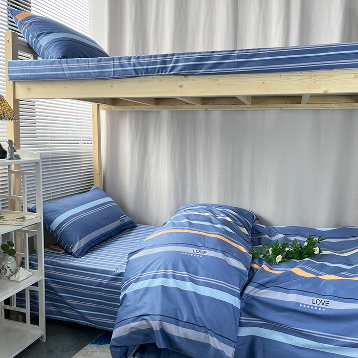 91家纺网 家纺一手货源 找家纺 云梦2025新款全棉印花学生宿舍套件  上下铺兄弟